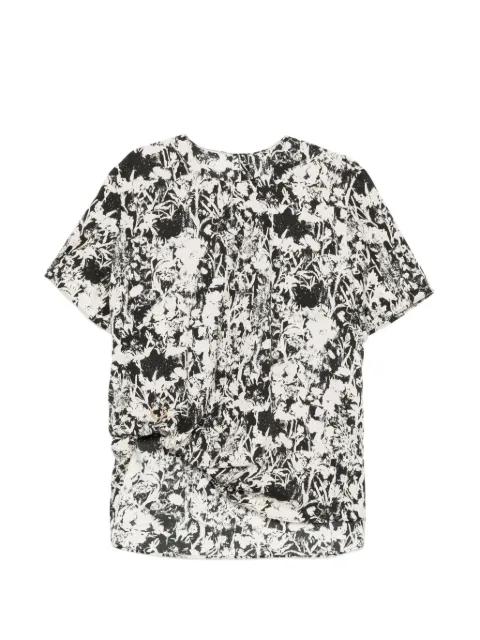 floral-print poplin shirt by JNBY