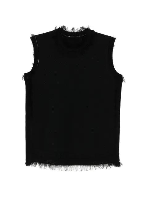 fringed knit vest top by JNBY