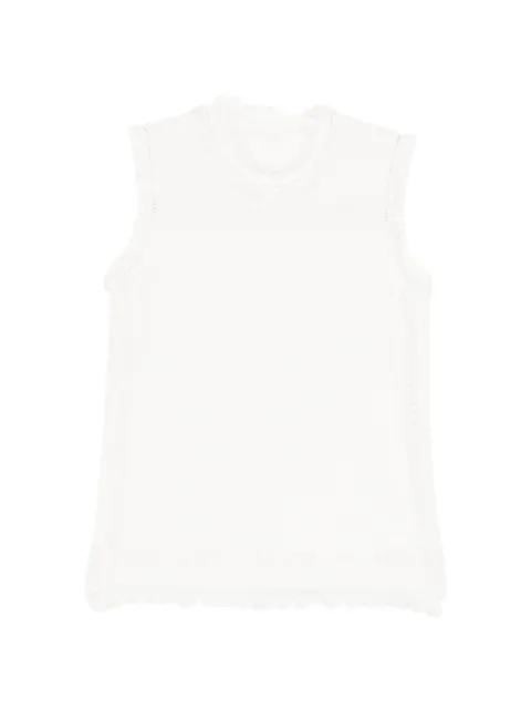 fringed knitted vest by JNBY