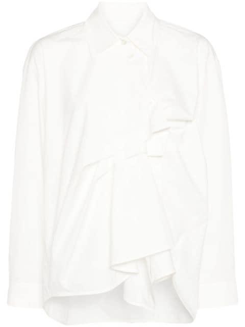 gathered-detail cotton blouse by JNBY