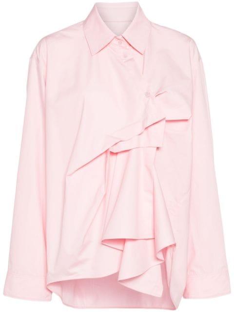 gathered-detail cotton blouse by JNBY