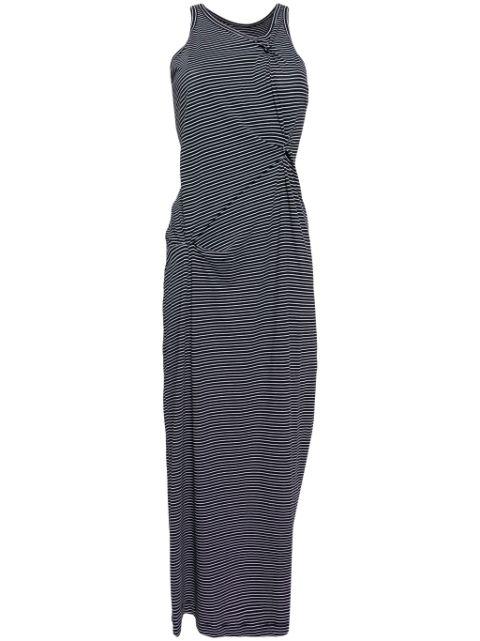gathered striped maxi dress by JNBY