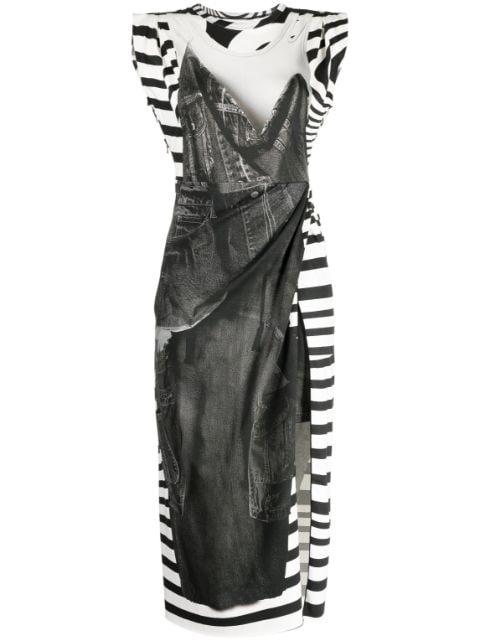 graphic-print sleeveless midi dress by JNBY