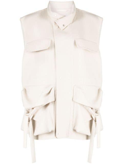 multiple-pocket wool vest by JNBY