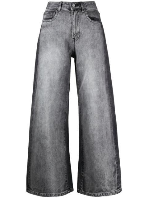 panelled wide-leg jeans by JNBY