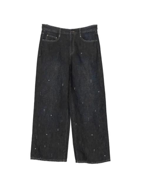 pin-embellished wide-leg jeans by JNBY