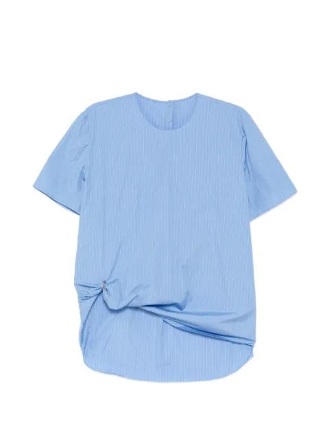pinstripe pleated blouse by JNBY
