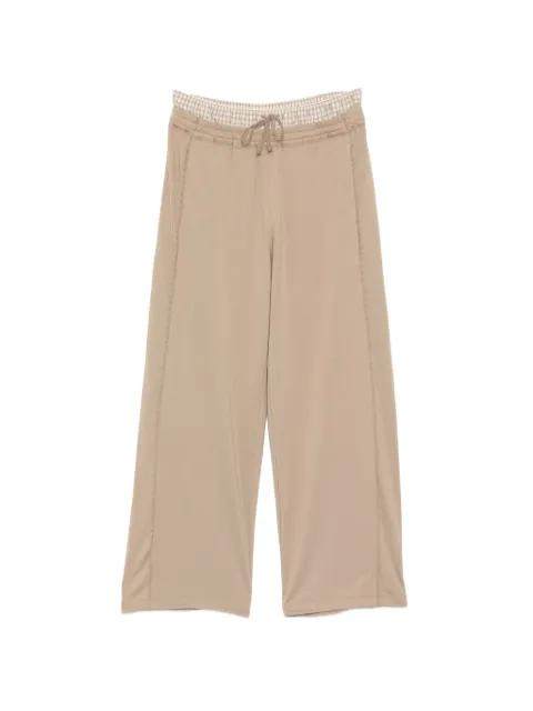 plaid-waistband trousers by JNBY
