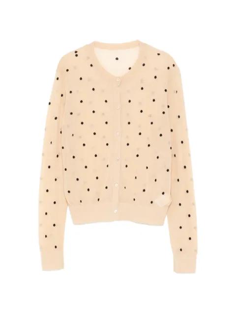polka dot cropped cardigan by JNBY