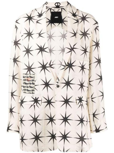 printed linen blazer by JNBY