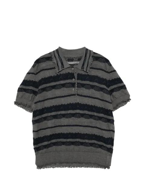 ruffle-trim striped polo top by JNBY