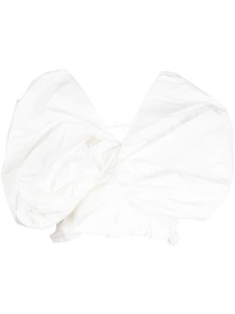 ruffled cotton cropped top by JNBY