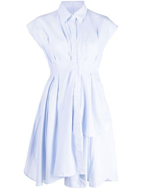 ruffled fitted-waist cotton dress by JNBY
