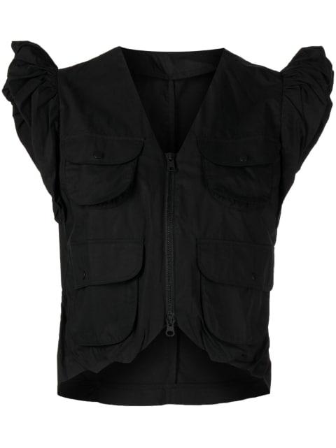 ruffled-sleeve cotton blouse by JNBY