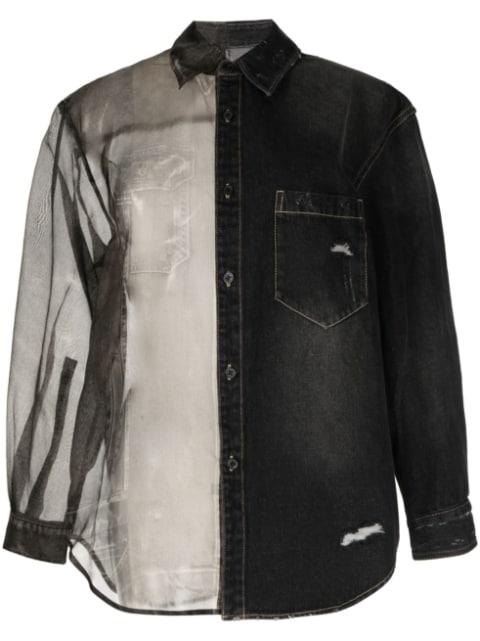 semi-sheer panelled shirt by JNBY