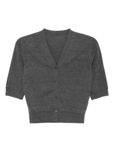 slim-fitting cropped cardigan by JNBY