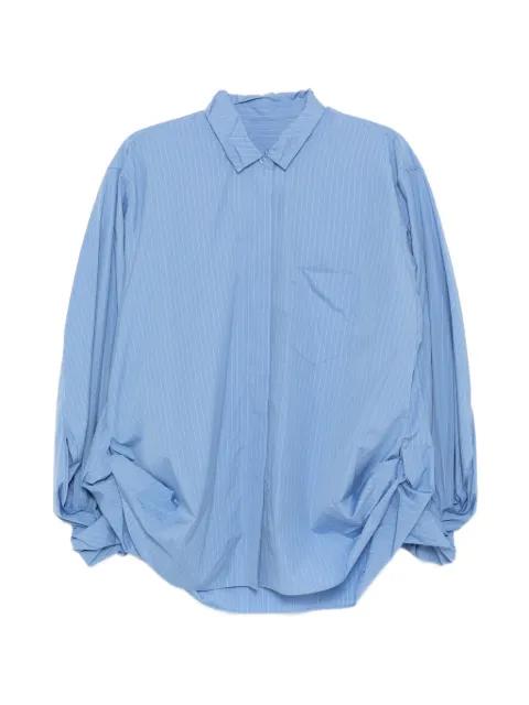 striped puff-sleeves shirt by JNBY