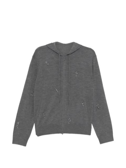 tassel knitted hoodie by JNBY