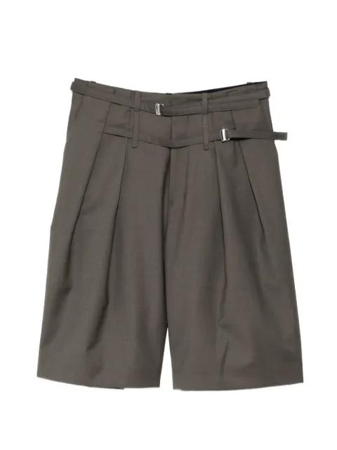 textured wool-blend shorts by JNBY