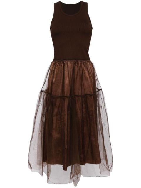 tulle-inserts midi dress by JNBY