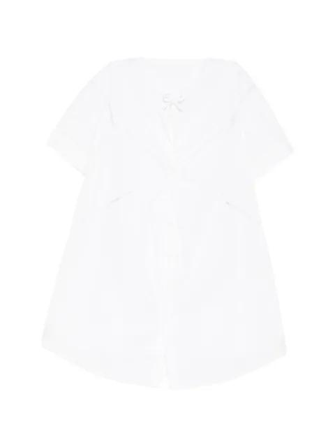 twisted lace-trim dress by JNBY
