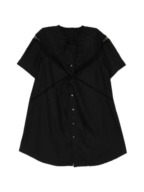 twisted lace-trim dress by JNBY