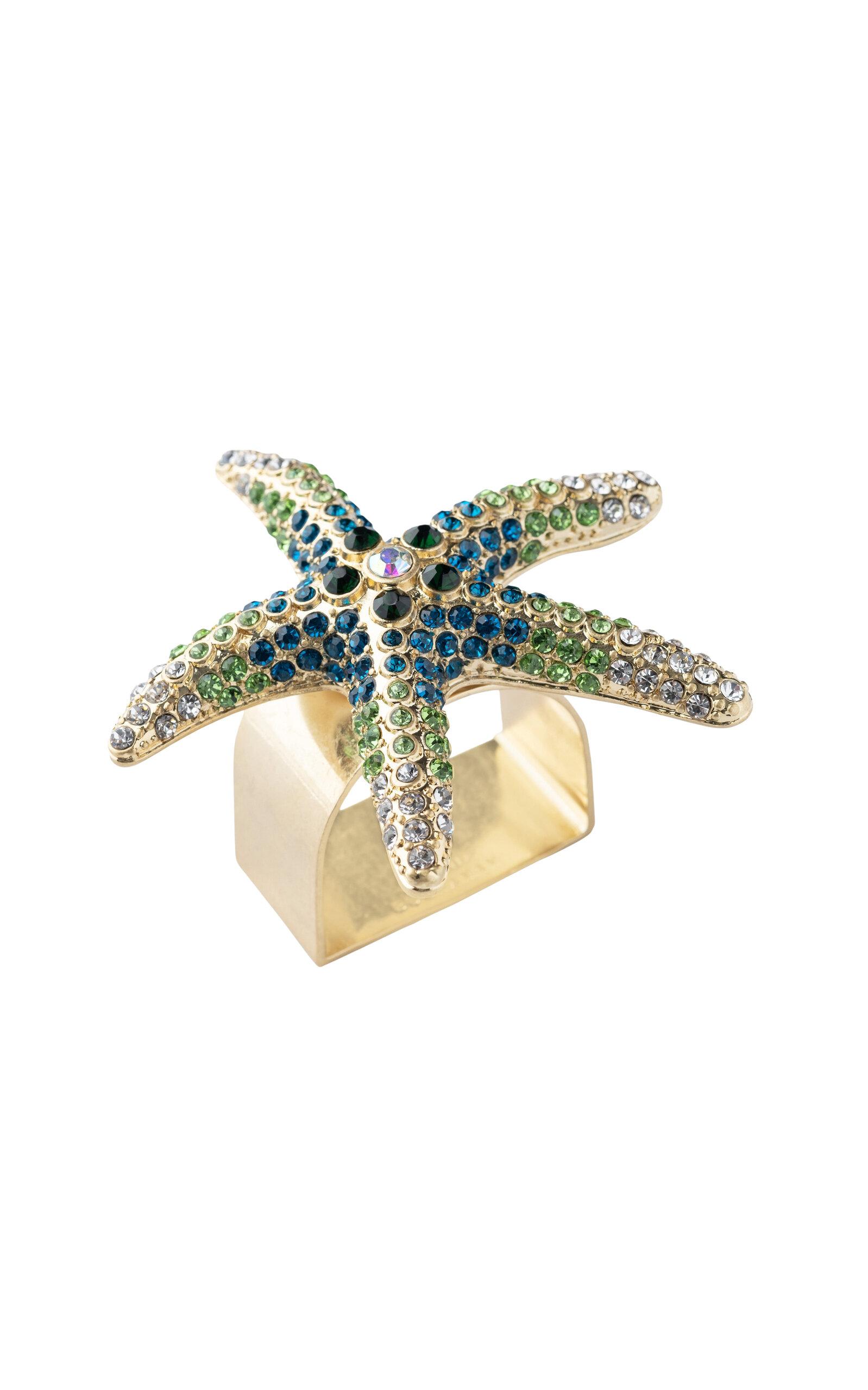 Joanna Buchanan - Set-of-Four Sparkling Starfish Napkin Rings - Green - Moda Operandi by JOANNA BUCHANAN