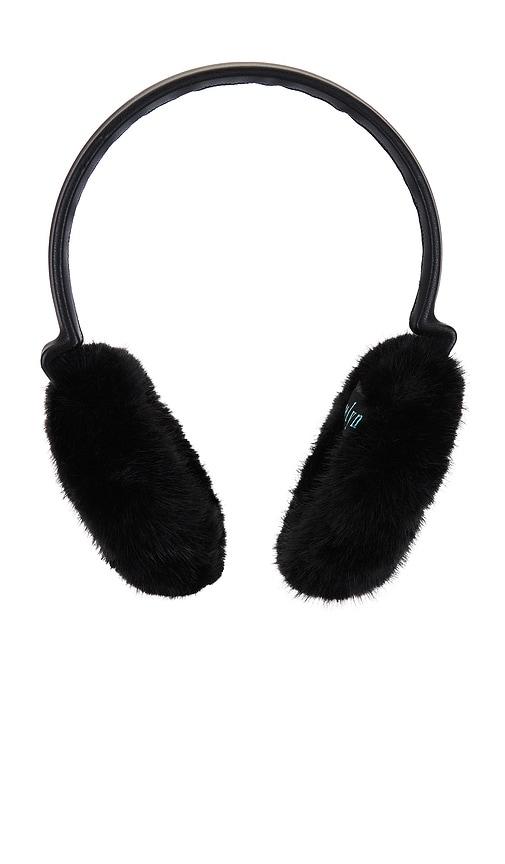 jocelyn Faux Mink & Leather Earmuffs in Black by JOCELYN