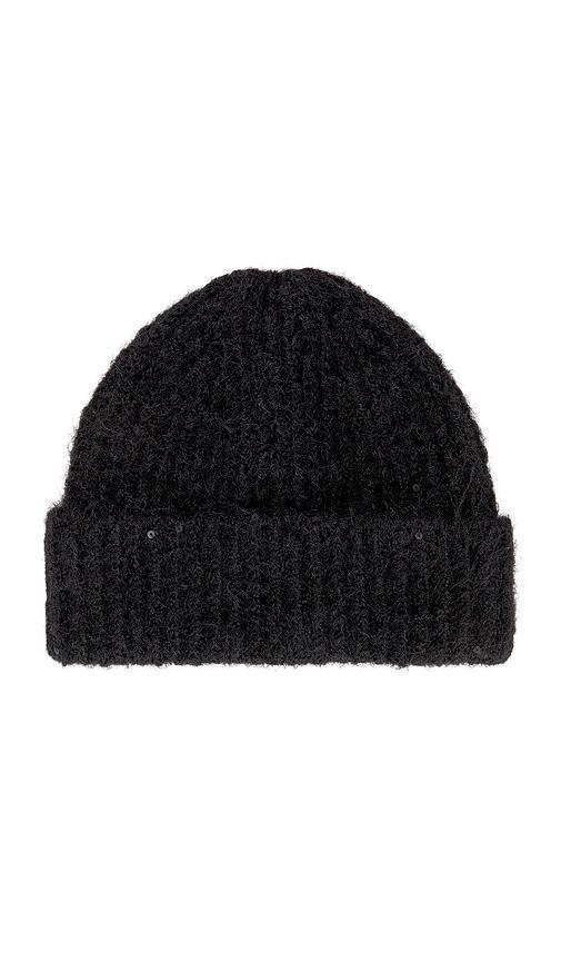 jocelyn Rib Knit Cuffed Hat in Black by JOCELYN