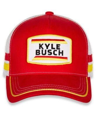 Men's Red, White Kyle Busch Retro Stripe Snapback Adjustable Hat by JOE GIBBS RACING TEAM COLLECTION