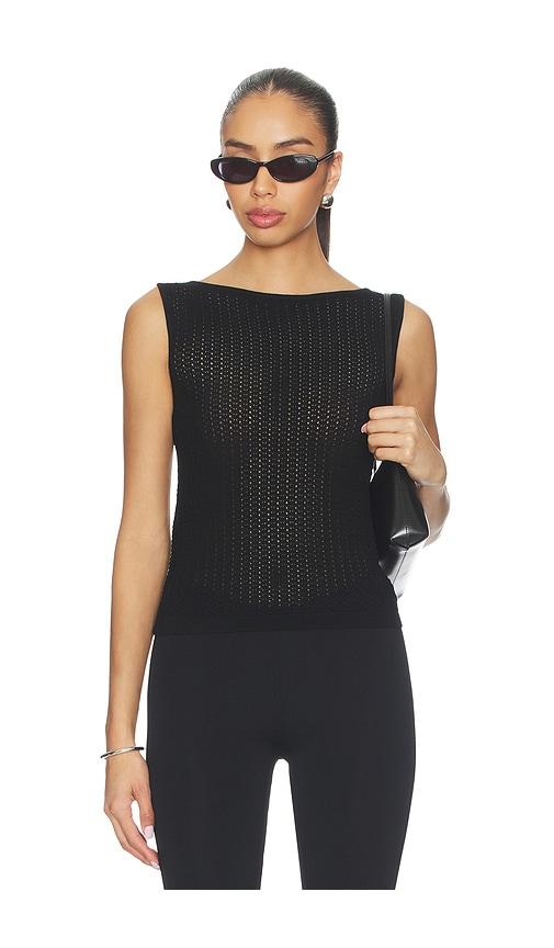 Joe's Jeans The Crochet Boatneck Tank Top in Black by JOE'S JEANS