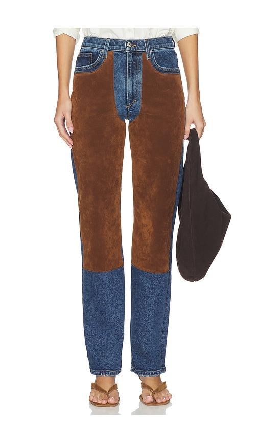 Joe's Jeans X WeWoreWhat The Jami Chap Jean in Blue,Cognac by JOE'S JEANS