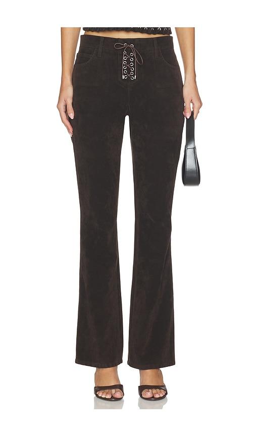 Joe's Jeans X WeWoreWhat The Ralph Suede Bootcut in Chocolate by JOE'S JEANS