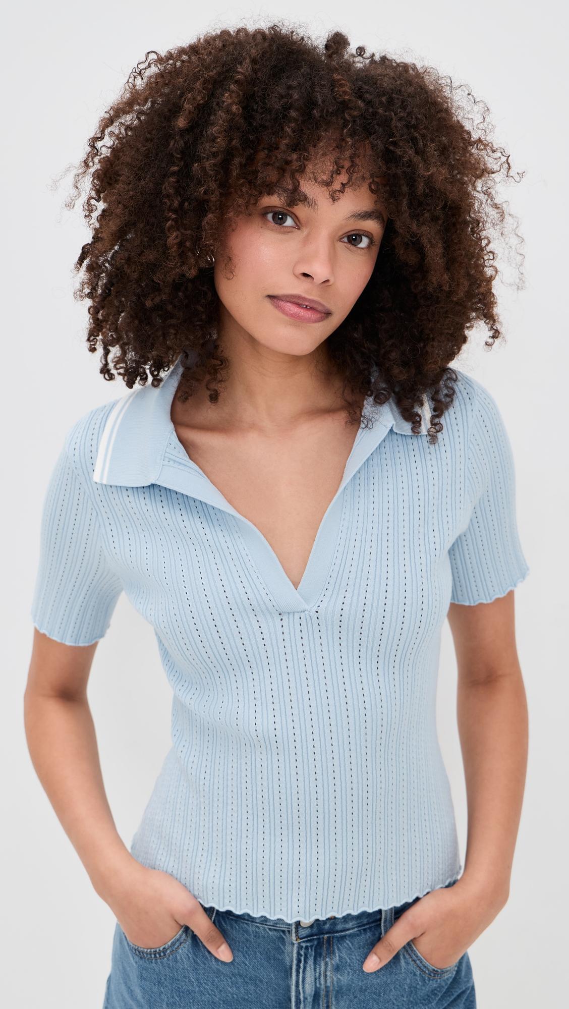 The Jess Pointelle Polo Shirt by JOE'S JEANS