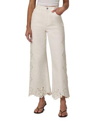 The Mia Broderie Wide Leg Ankle Jeans in Ecru Floral by JOE'S JEANS