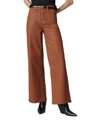 The Mia High Rise Wide Leg Coated Jeans in Leather Brown by JOE'S JEANS