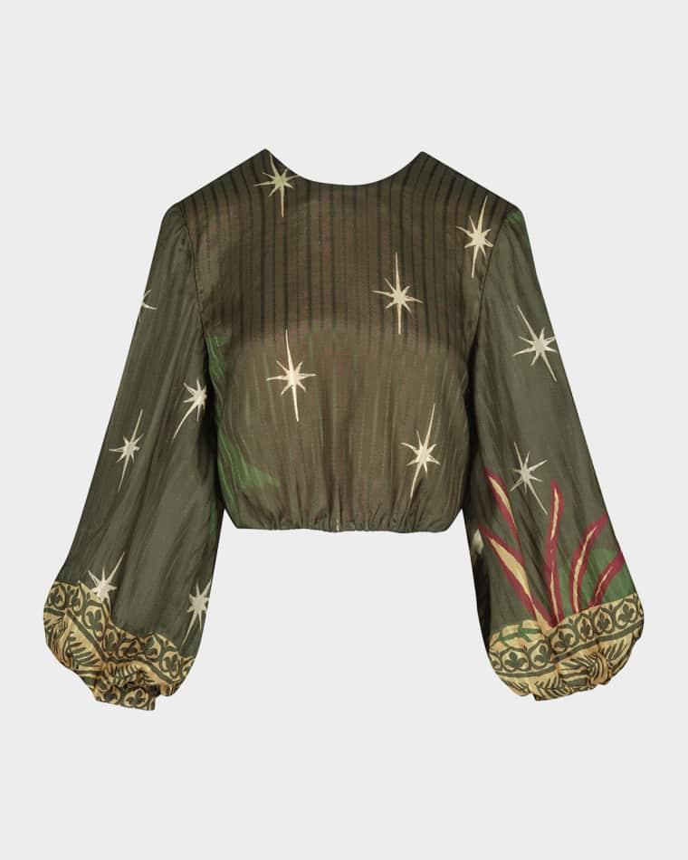 Afterwork Ballon-Sleeve Reversible Crop Top by JOHANNA ORTIZ