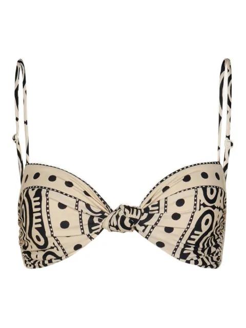 Bandana Marina printed knot-detail bikini top by JOHANNA ORTIZ