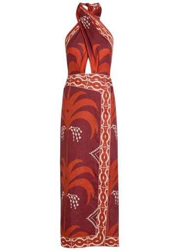 Buen Viento halterneck linen midi dress by JOHANNA ORTIZ
