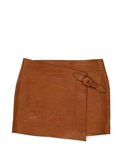 Emerging croc-effect leather mini skirt by JOHANNA ORTIZ