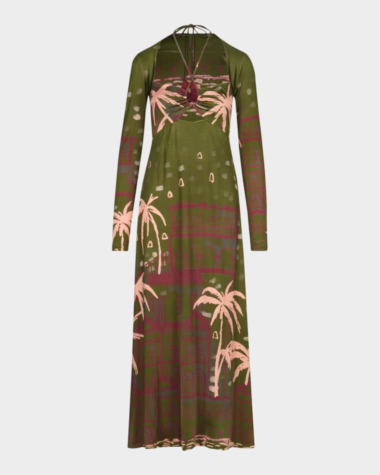 Eternal Tropical Cutout Long-Sleeve Ankle Dress by JOHANNA ORTIZ