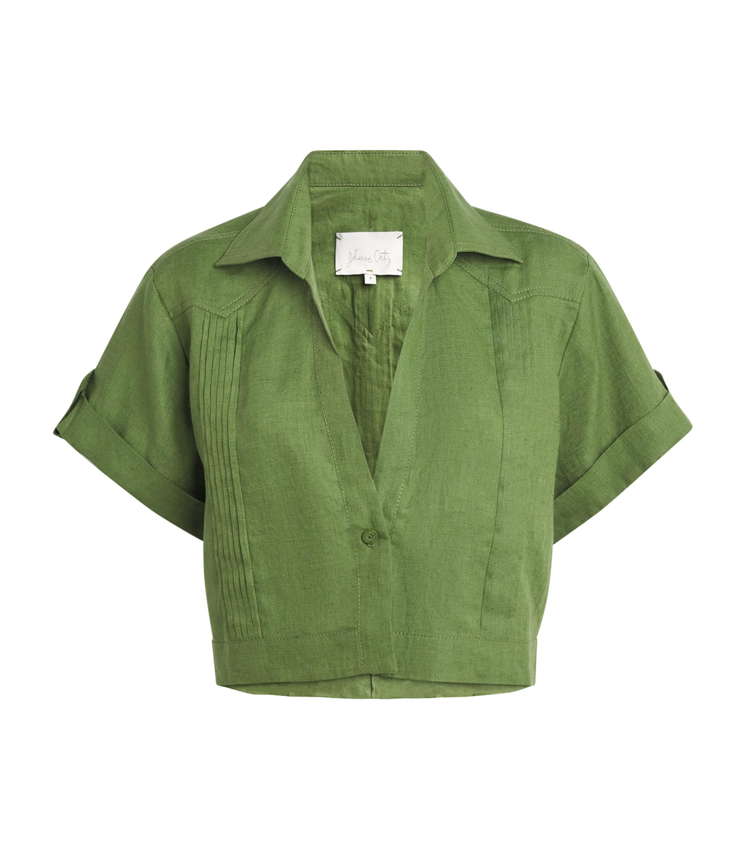 Johanna Ortiz Linen Language of the Soul Cropped Shirt by JOHANNA ORTIZ