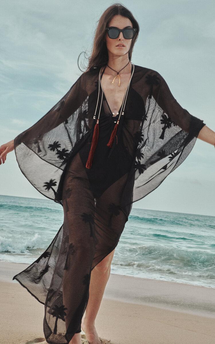 Johanna Ortiz - Palm Veil Sheer Cotton Tunic Midi Dress - Black - - Only At Moda Operandi by JOHANNA ORTIZ