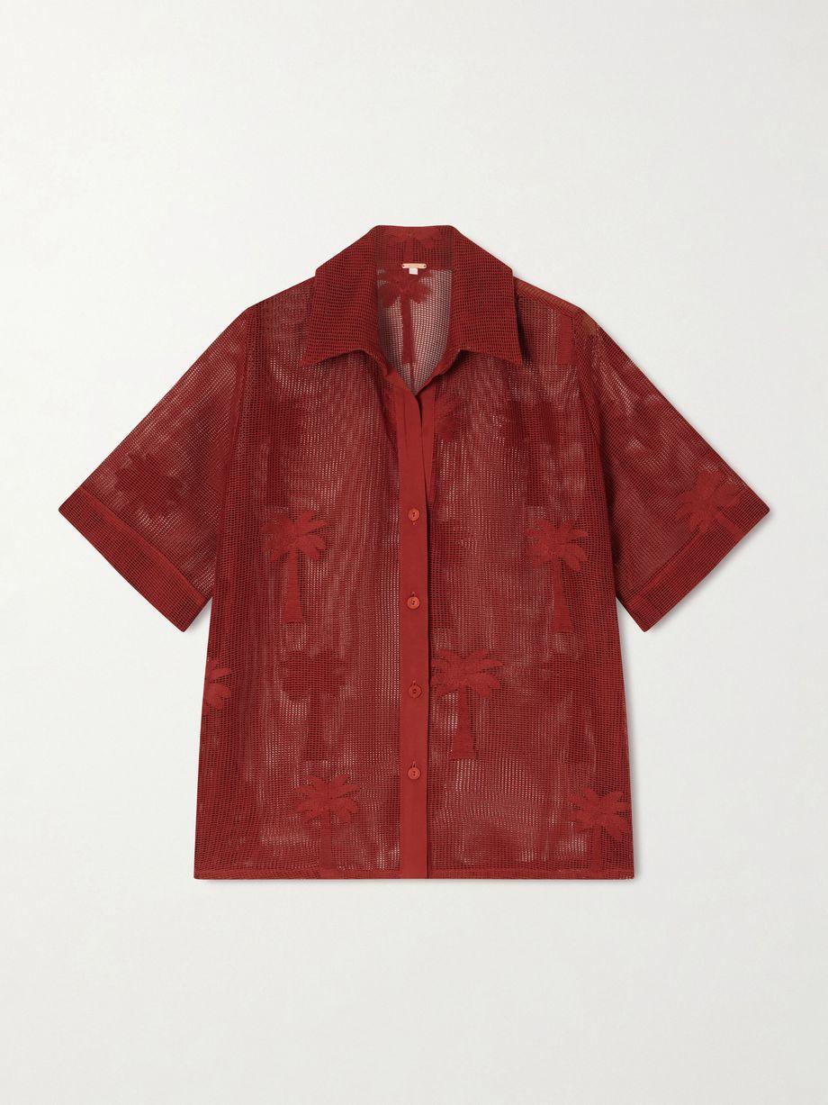 Marsala Salty cotton-blend mesh shirt by JOHANNA ORTIZ