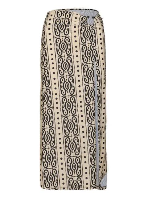Nuevo Destino printed slit midi skirt by JOHANNA ORTIZ