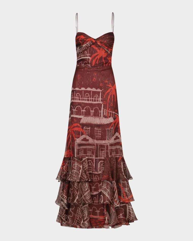 Pasos Nocturnos Metallic Crepe Ruffle Gown by JOHANNA ORTIZ
