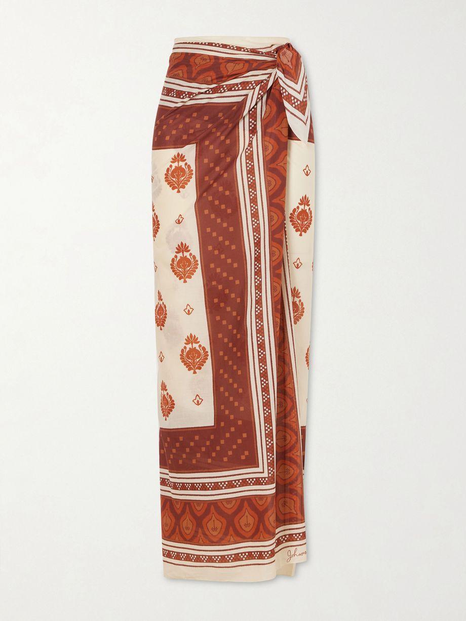 Red Spirit of the Rider printed cotton pareo by JOHANNA ORTIZ