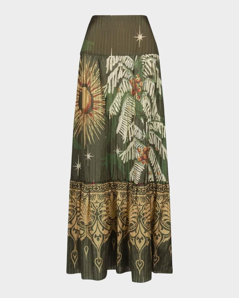 Relatos De Mi Tierra Tiered Silk Maxi Skirt by JOHANNA ORTIZ