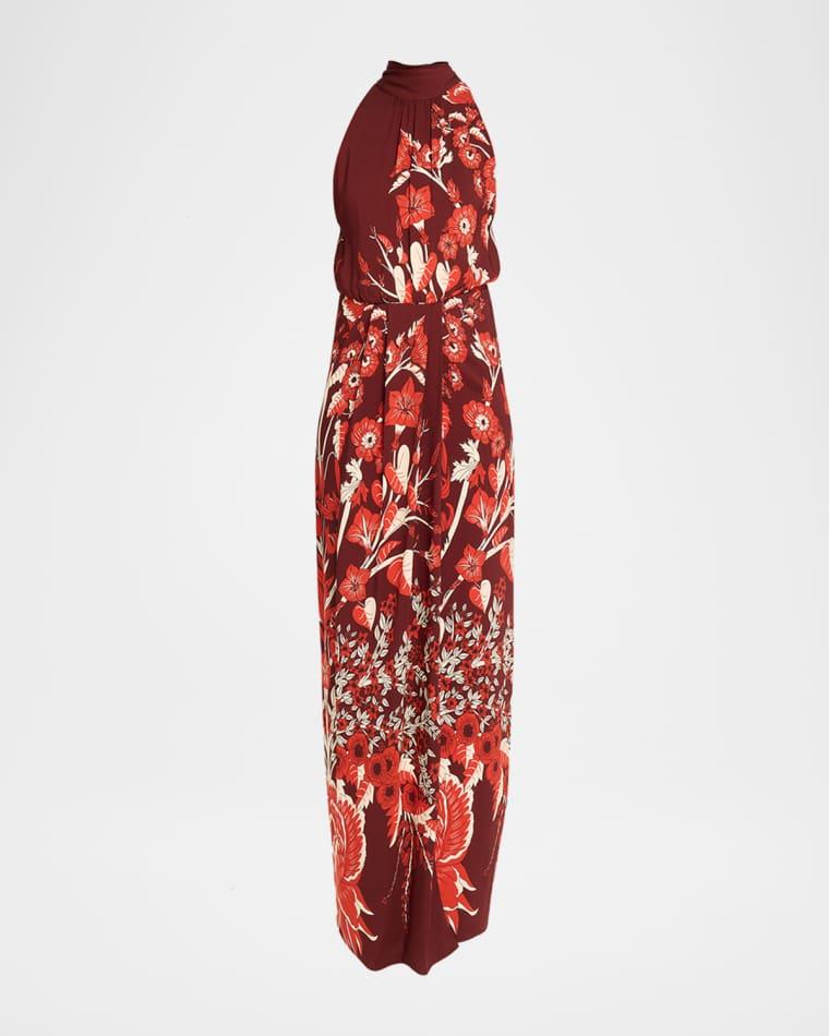 Sacred Currents Floral Crepe Halter Maxi Dress by JOHANNA ORTIZ