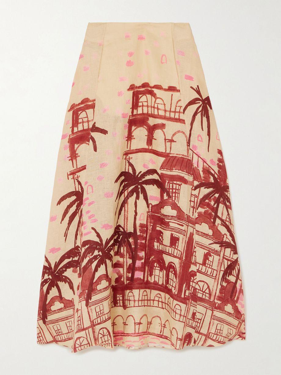 Steps of Joy printed linen midi skirt by JOHANNA ORTIZ